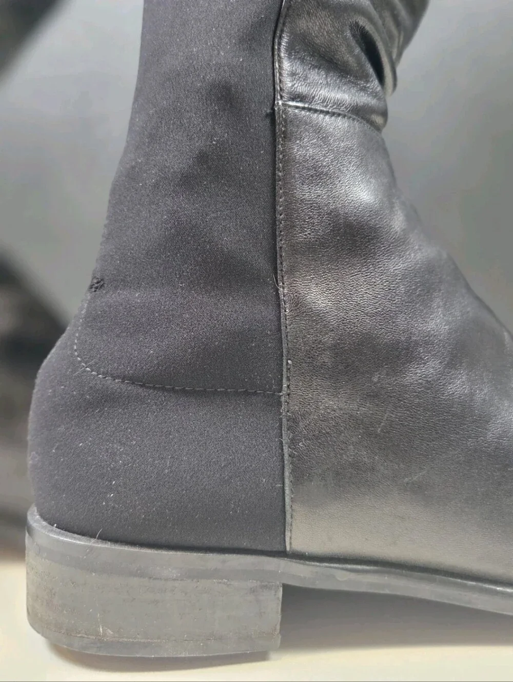 Stuart Weitzman 5050 Over-The-Knee Boots Leather Black Stretchy Size 10M US